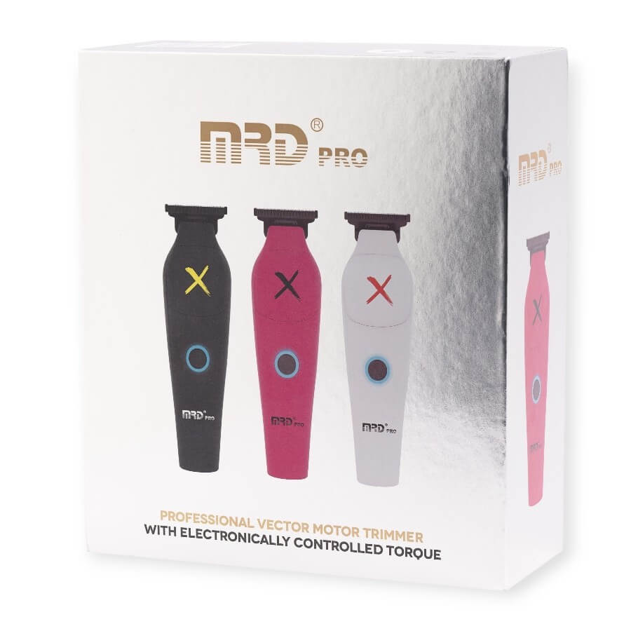 Caja original MRD Pro Trimmer Ultimate X con carcasas rosa negra y blanca