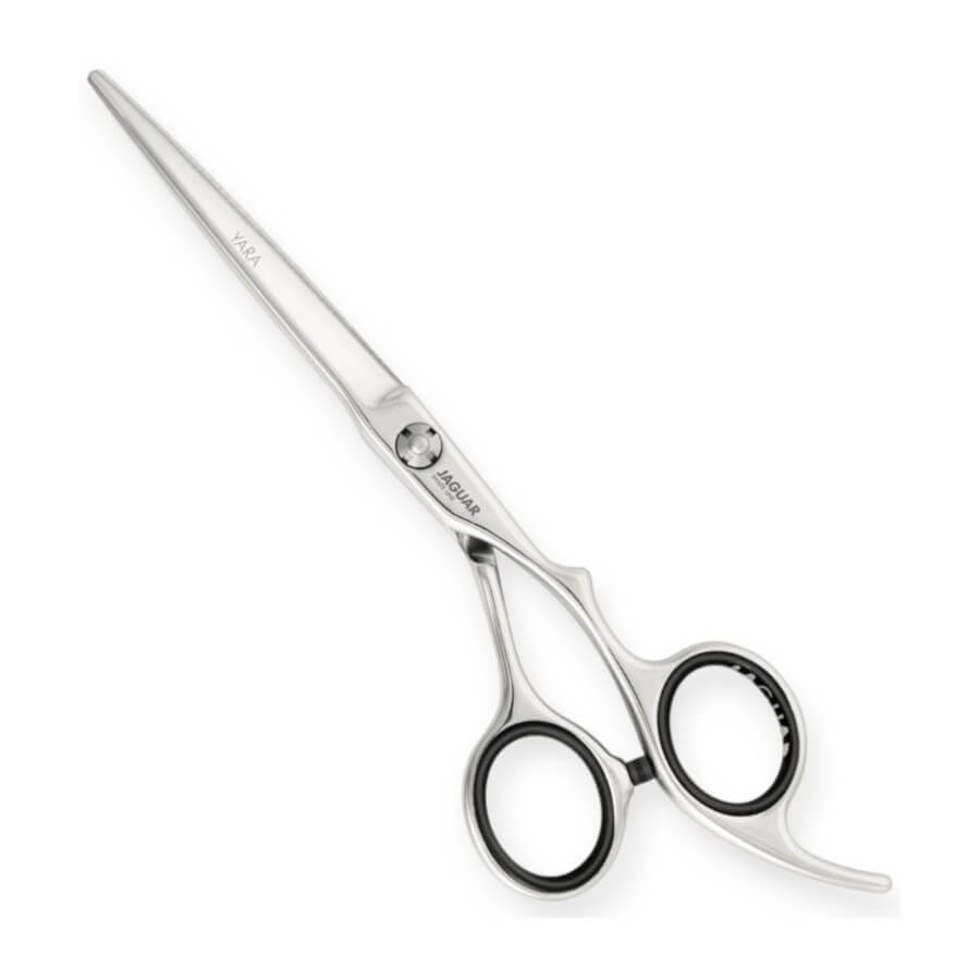Jaguar Tijera de Corte Yara White Line 6” con filo pulido convexo y mango Offset ergonómico
